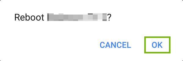 Reboot dialog with OK highlighted.