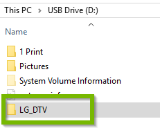New folder renamed to LG_DTV. Screenshot.