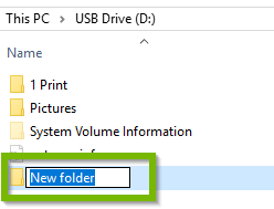 New Folder. Screenshot.