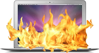 MacBook on fire