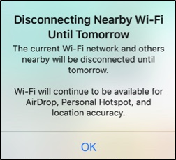 iOS wifi disconnecting pop up