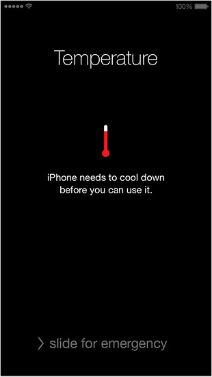 iOS temperature warning
