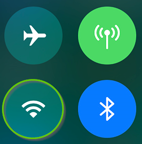 iOS control center with Wi-Fi off
