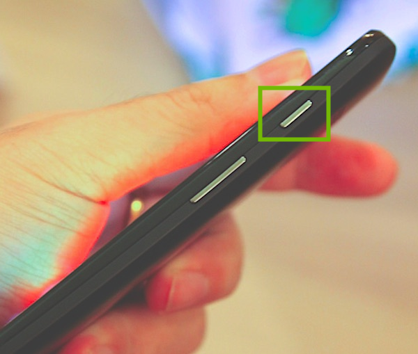 Side of Android phone with Power button highlighted.