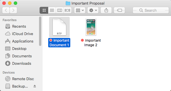 Finder window showing file put back.