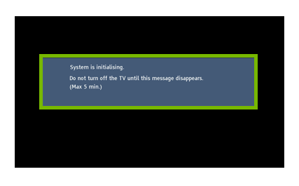 Smart tv screen showing reboot.