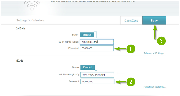 Web interface with password fields highlighted