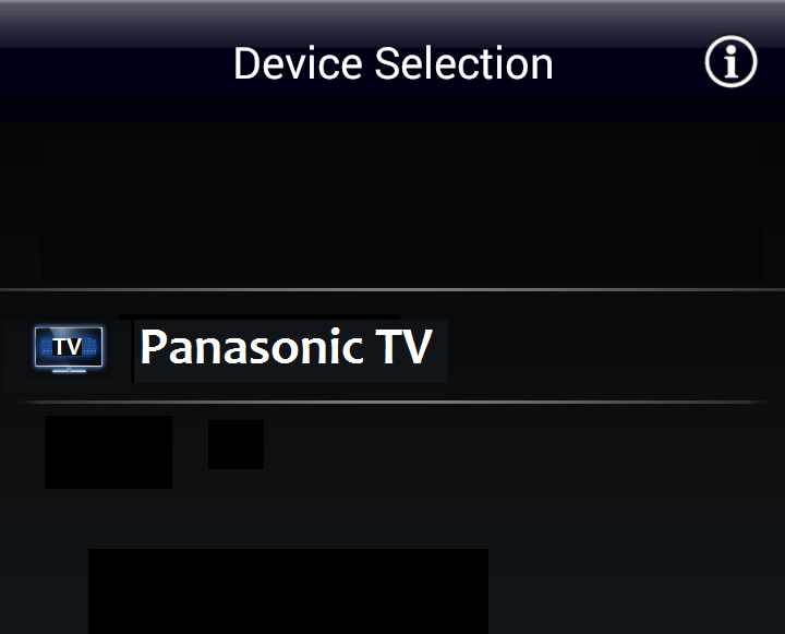 Panasonic TV Remote 2 choose TV. Screenshot