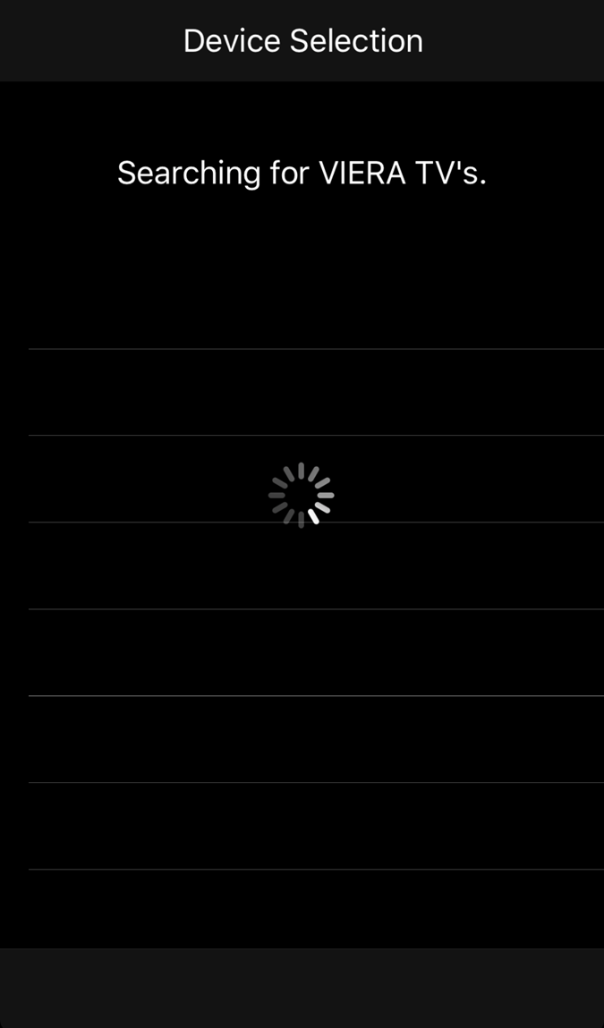 Panasonic TV Remote 2 app searching for devices.