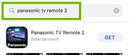 Panasonic TV Remote 2 highlighted in search results