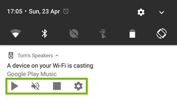 Cast controls highlighted on Android notification.