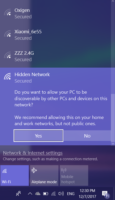 Prompt to make device discoverable on the Wi-Fi network.