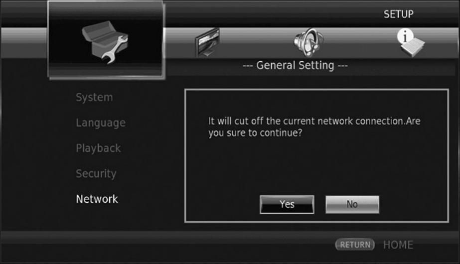 Connection cut off confirmation screen