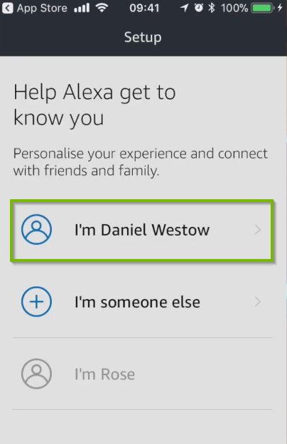 List of users with example user selected. Screenshot.