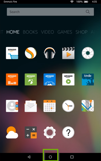 Home button. Screenshot.