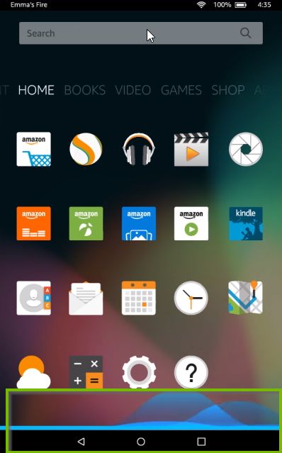 Blue line above the home button. Screenshot.