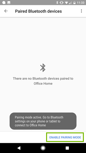 Paired Bluetooth devices screen in mobile app