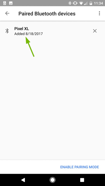 New device showing on Paired Bluetooth devices screen