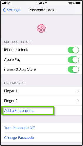iOS Add a fingerprint
