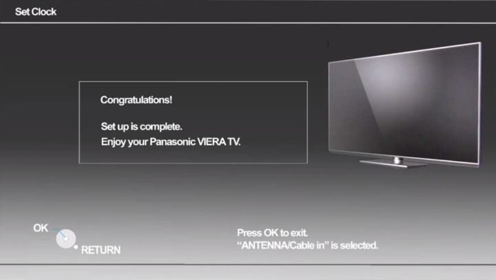 Setup completion screen