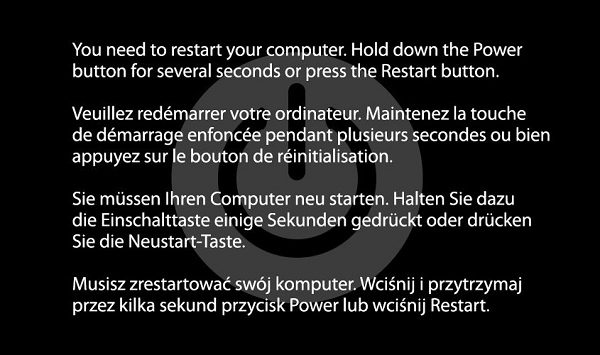 Mac restart screen. Screenshot