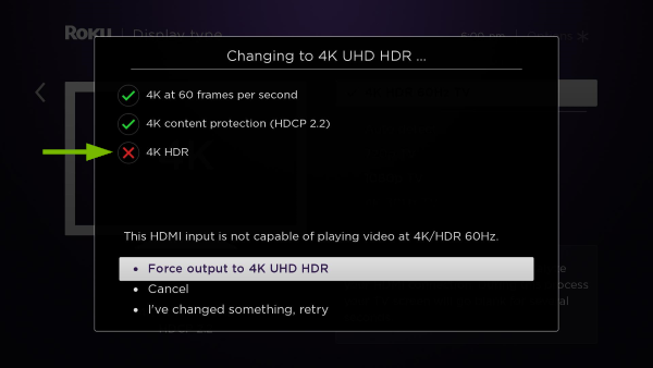 Unsupported feature pointed out on display detection prompt.