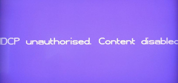 Purple HDCP Error on Roku display.