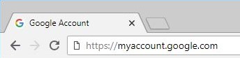 Browser address bar with https://myaccount.google.com/ typed in