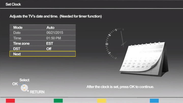 Time zone selection screen in setup wizard