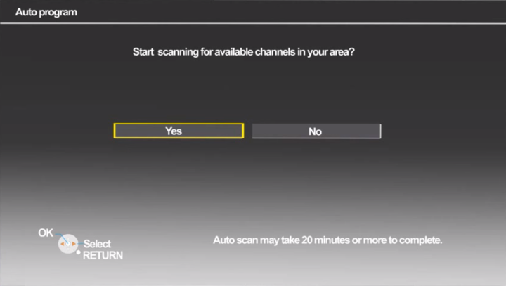 Channel scanning query screen