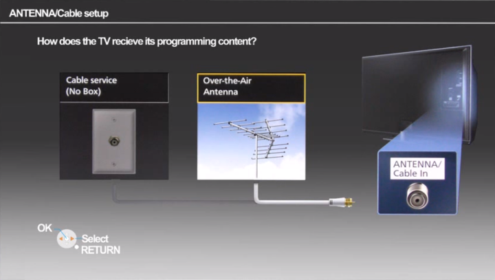 Cable setup query screen