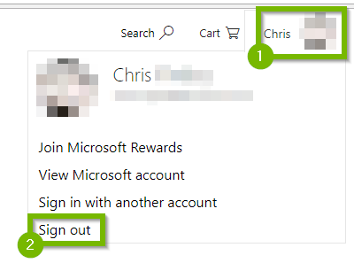 Signing out of Microsoft account.