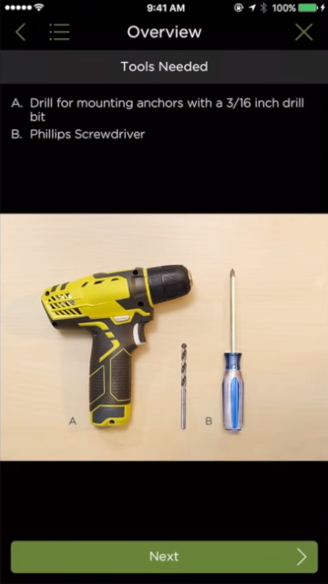 Tools needed for installation shown