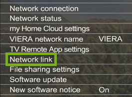 Menu with Network Link highlighted
