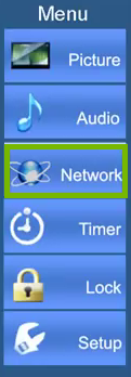 Menu with Network highlighted