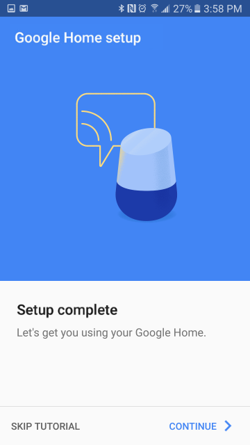 Setup completion screen