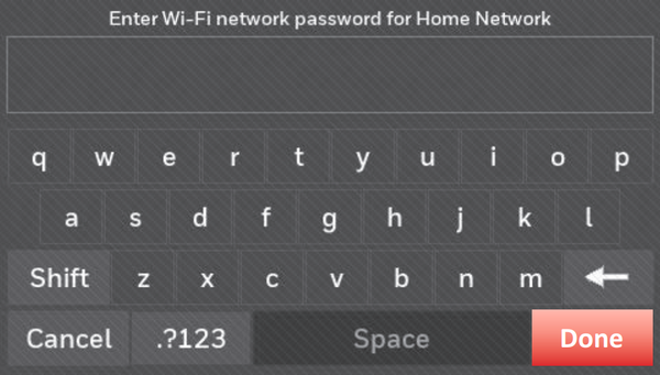 Wi-Fi password entry screen.