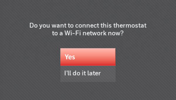 Wi-Fi setup query screen.