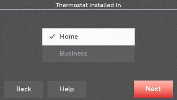 Building type selection screen.