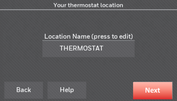 Location name entry screen.