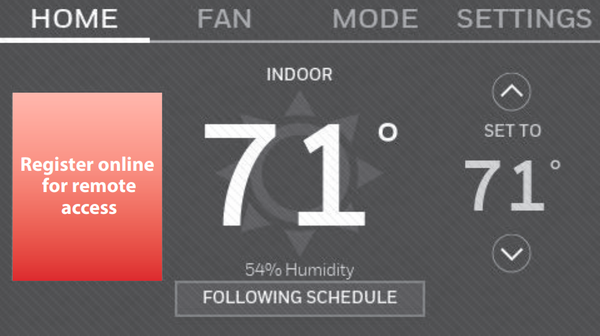 Registration alert showing on thermostat display.