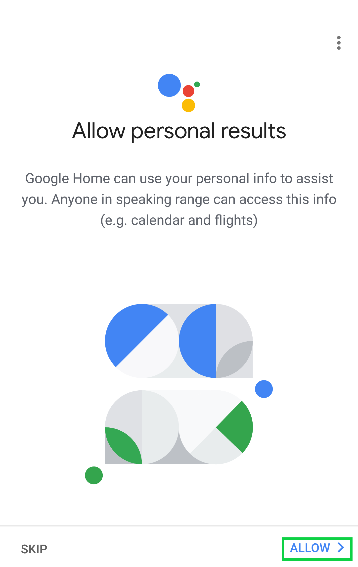 Allow personal results page with Allow highlighted