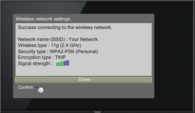 Wi-Fi connection summary screen
