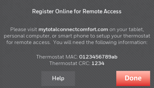Unique identifiers required for thermostat registration.