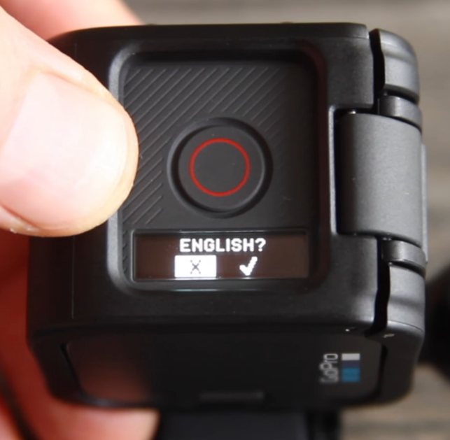 GoPro language confirmation box.