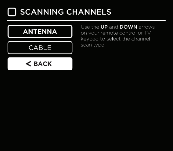Channel source selection screen
