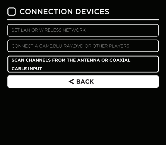 Connection setup screen