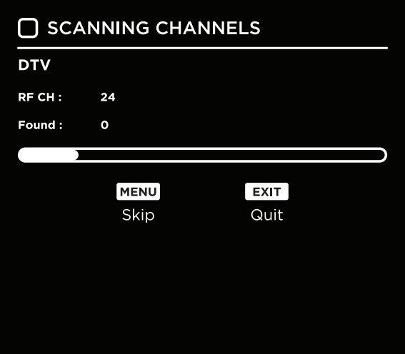 Channel scannning screen
