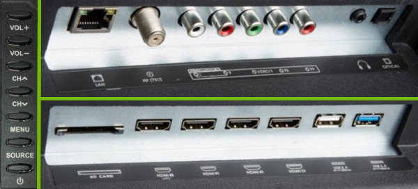 Control buttons and connection panels.