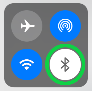 Control center with Bluetooth icon highlighted